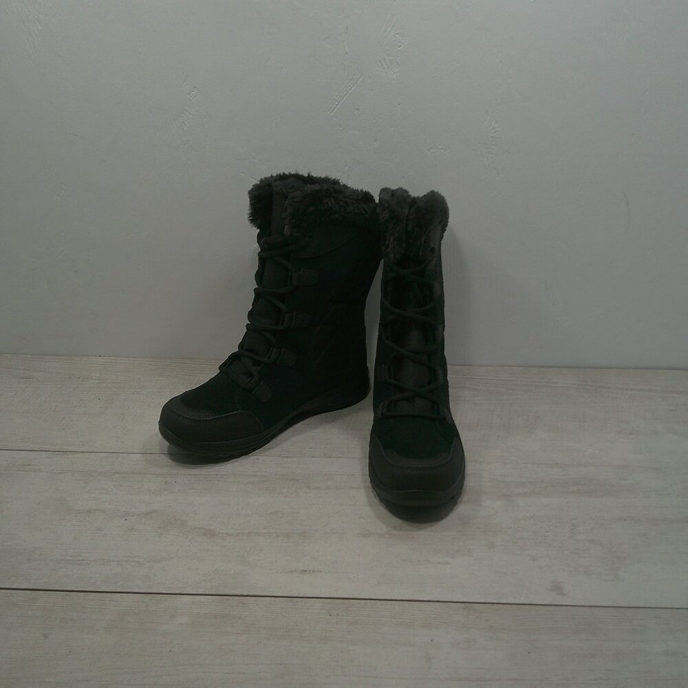 Columbia Ice Maiden II Black Quilted Waterproof Lace up Snow Winter Boots SZ 8 - Picture 4 of 12